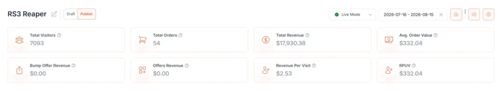 Conversion results screenshot from a client project