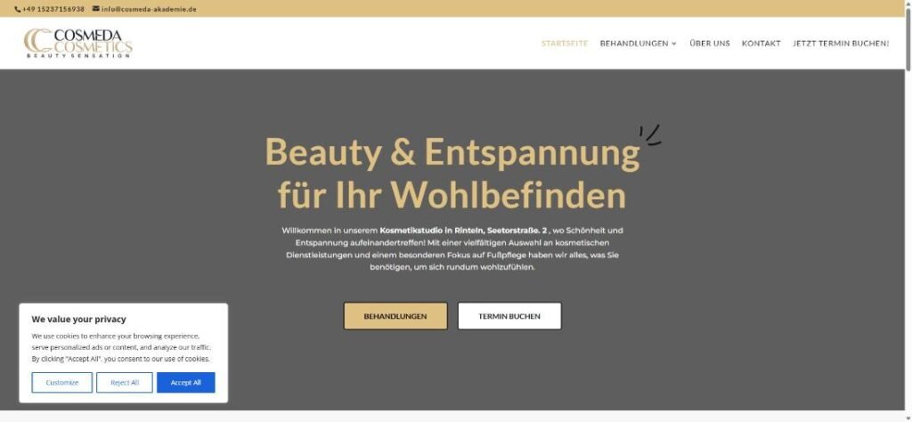 Kosmetik Praxis Rinteln website screenshot