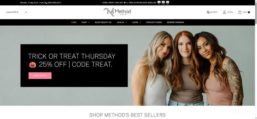 Method Lash website screenshot